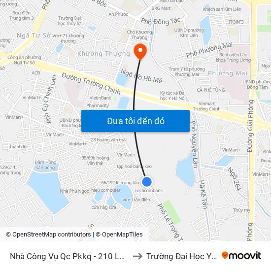Nhà Công Vụ Qc Pkkq - 210 Lê Trọng Tấn to Trường Đại Học Y Hà Nội map