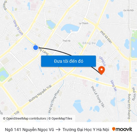 Ngõ 141 Nguyễn Ngọc Vũ to Trường Đại Học Y Hà Nội map