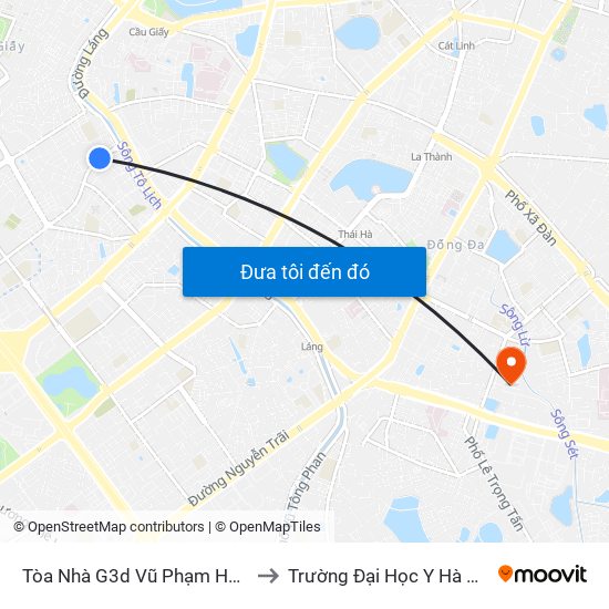 Tòa Nhà G3d Vũ Phạm Hàm to Trường Đại Học Y Hà Nội map