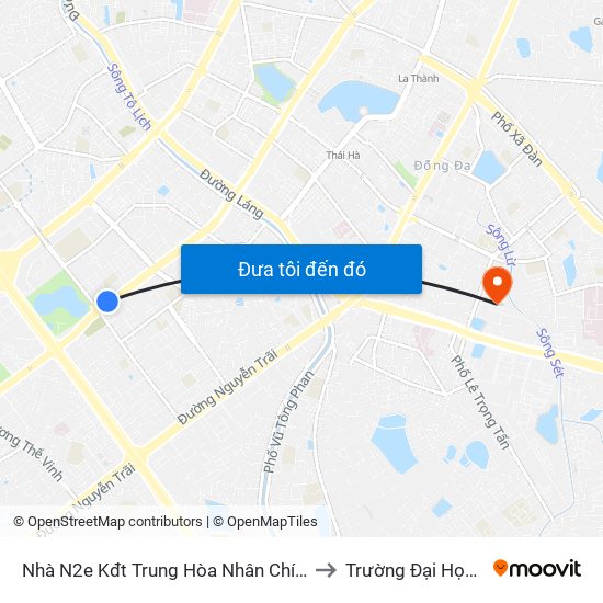 Nhà N2e Kđt Trung Hòa Nhân Chính - Lê Văn Lương to Trường Đại Học Y Hà Nội map
