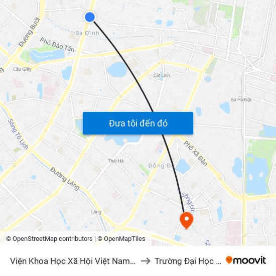 Viện Khoa Học Xã Hội Việt Nam - Số 1 Liễu Giai to Trường Đại Học Y Hà Nội map