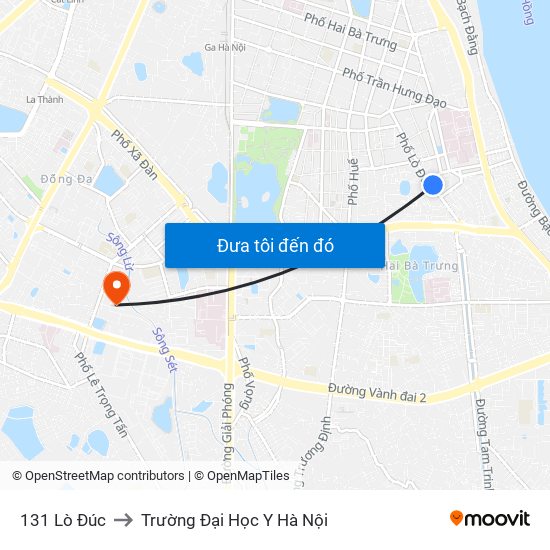 131 Lò Đúc to Trường Đại Học Y Hà Nội map