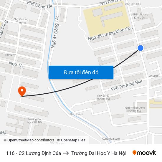 116 - C2 Lương Định Của to Trường Đại Học Y Hà Nội map