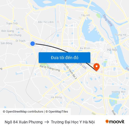 Ngõ 84 Xuân Phương to Trường Đại Học Y Hà Nội map