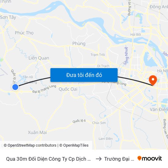 Qua 30m Đối Diện Công Ty Cp Dịch Vụ Bảo Vệ Kcn Cao Hòa Lạc - Ql21 to Trường Đại Học Y Hà Nội map