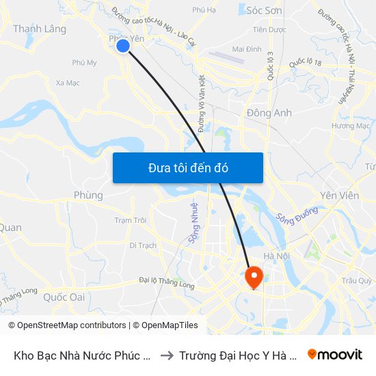 Kho Bạc Nhà Nước Phúc Yên to Trường Đại Học Y Hà Nội map