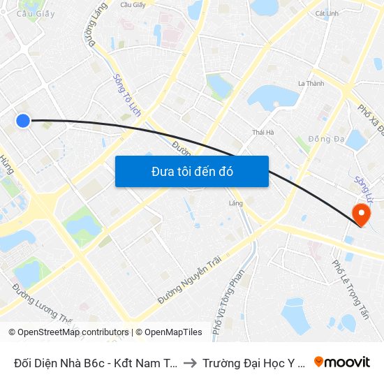 Đối Diện Nhà B6c - Kđt Nam Trung Yên to Trường Đại Học Y Hà Nội map