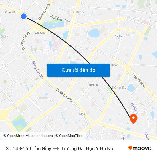 Số 148-150 Cầu Giấy to Trường Đại Học Y Hà Nội map