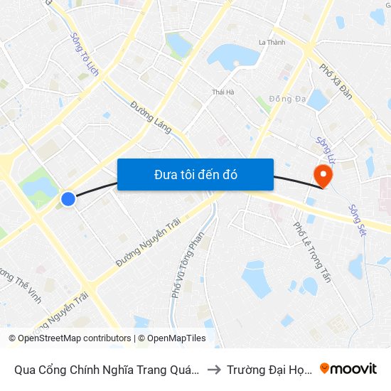 Qua Cổng Chính Nghĩa Trang Quán Dền - Nguyễn Tuân to Trường Đại Học Y Hà Nội map