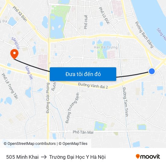 505 Minh Khai to Trường Đại Học Y Hà Nội map