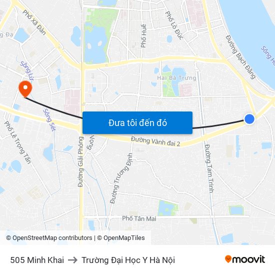 505 Minh Khai to Trường Đại Học Y Hà Nội map