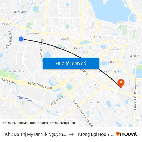 Khu Đô Thị Mỹ Đình Ii- Nguyễn Cơ Thạch to Trường Đại Học Y Hà Nội map