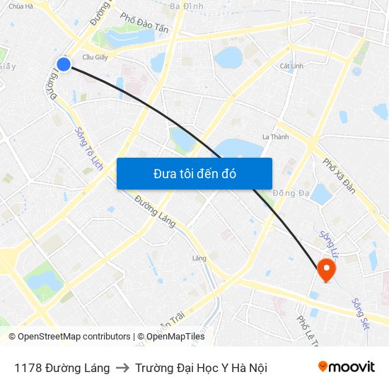 1178 Đường Láng to Trường Đại Học Y Hà Nội map