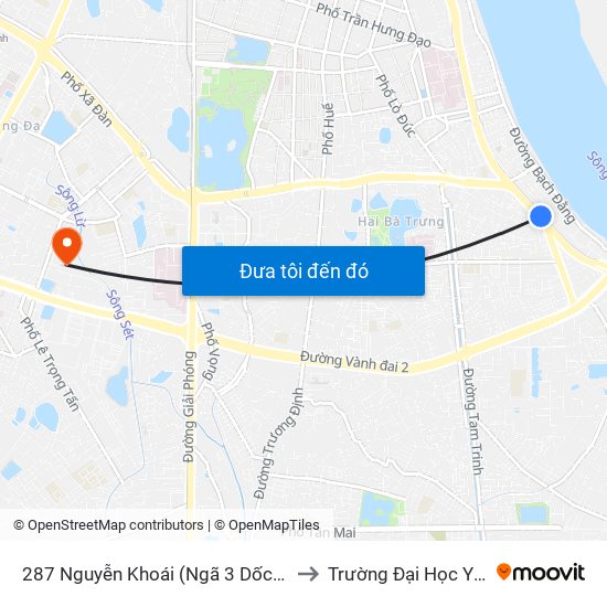 287 Nguyễn Khoái (Ngã 3 Dốc Minh Khai) to Trường Đại Học Y Hà Nội map