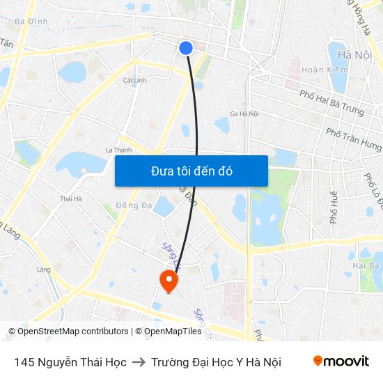 145 Nguyễn Thái Học to Trường Đại Học Y Hà Nội map