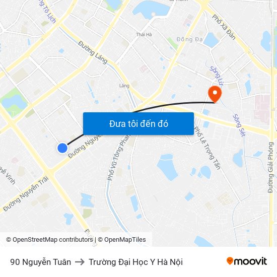 90 Nguyễn Tuân to Trường Đại Học Y Hà Nội map