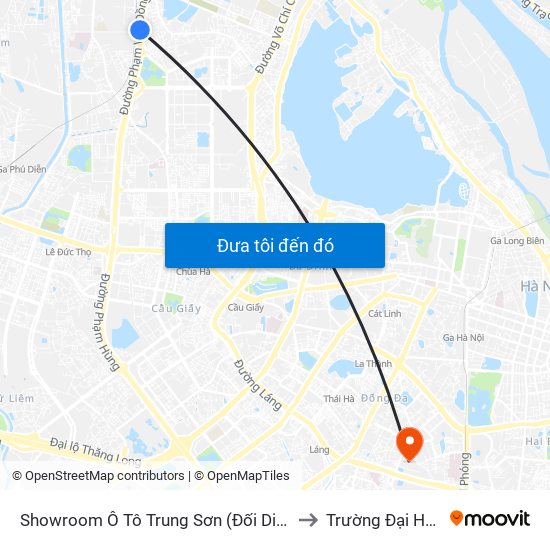 Showroom Ô Tô Trung Sơn (Đối Diện 315 Phạm Văn Đồng) to Trường Đại Học Y Hà Nội map