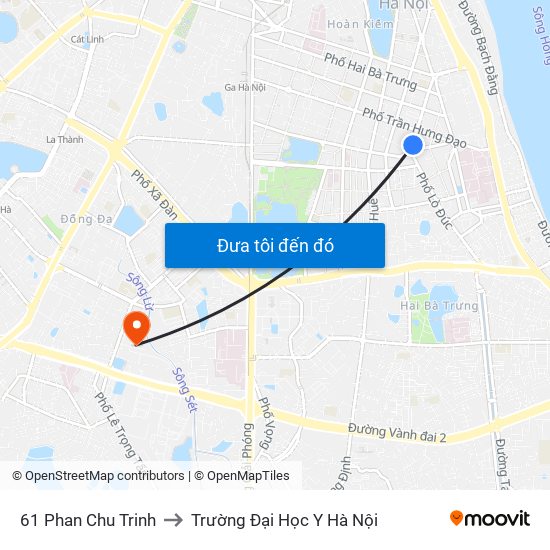61 Phan Chu Trinh to Trường Đại Học Y Hà Nội map