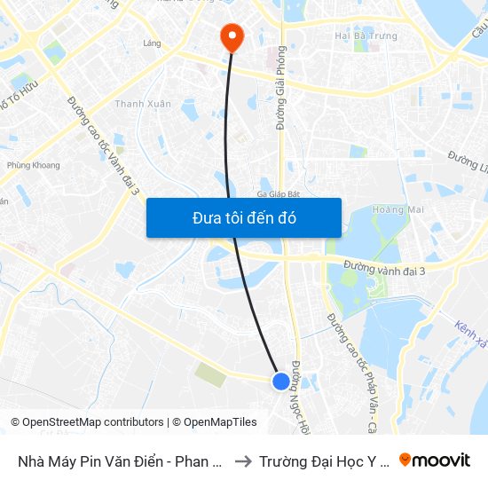 Nhà Máy Pin Văn Điển - Phan Trọng Tuệ to Trường Đại Học Y Hà Nội map