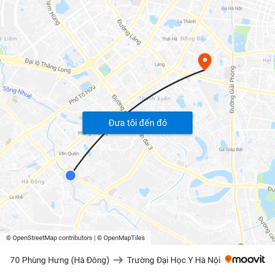 70 Phùng Hưng (Hà Đông) to Trường Đại Học Y Hà Nội map