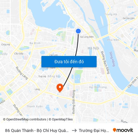 86 Quán Thánh - Bộ Chỉ Huy Quân Sự Quận Ba Đình to Trường Đại Học Y Hà Nội map