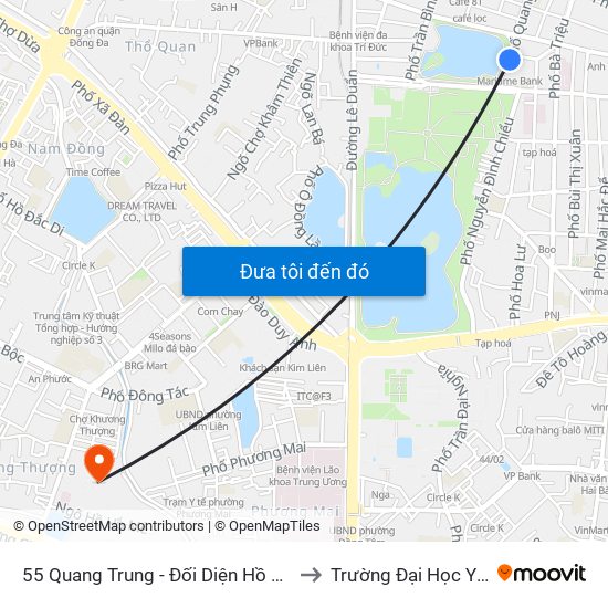 55 Quang Trung - Đối Diện Hồ Thiền Quang to Trường Đại Học Y Hà Nội map