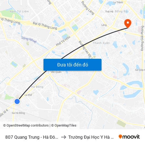 807 Quang Trung - Hà Đông to Trường Đại Học Y Hà Nội map
