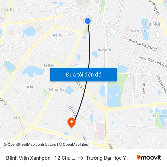 Bệnh Viện Xanhpon - 12 Chu Văn An to Trường Đại Học Y Hà Nội map