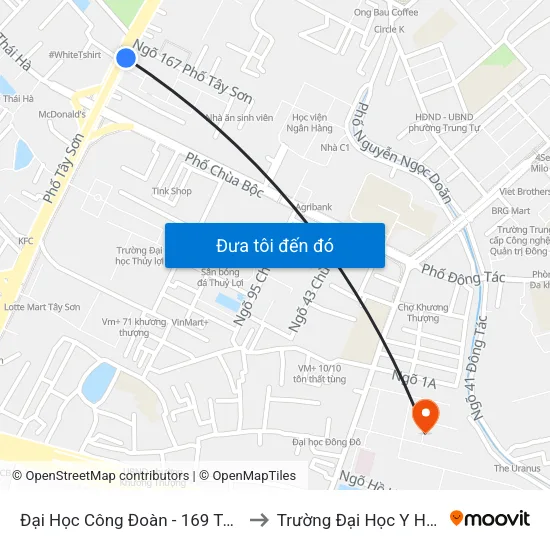 Đại Học Công Đoàn - 169 Tây Sơn to Trường Đại Học Y Hà Nội map