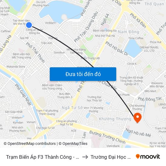 Trạm Biến Áp F3 Thành Công - 171 Thái Hà to Trường Đại Học Y Hà Nội map