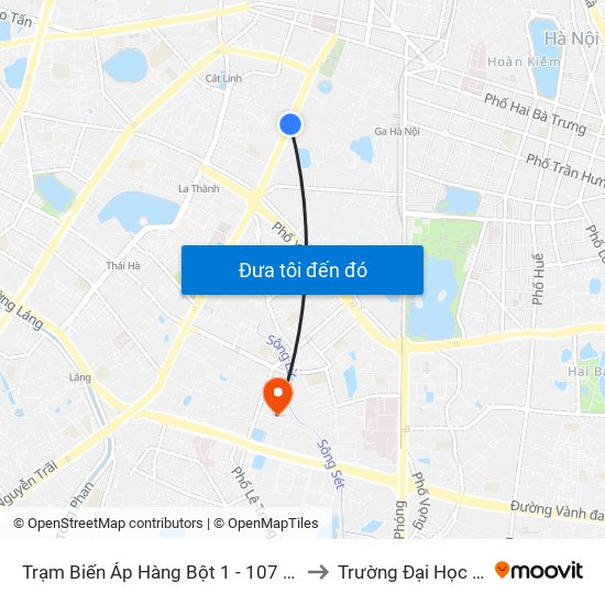 Trạm Biến Áp Hàng Bột 1 - 107 Tôn Đức Thắng to Trường Đại Học Y Hà Nội map