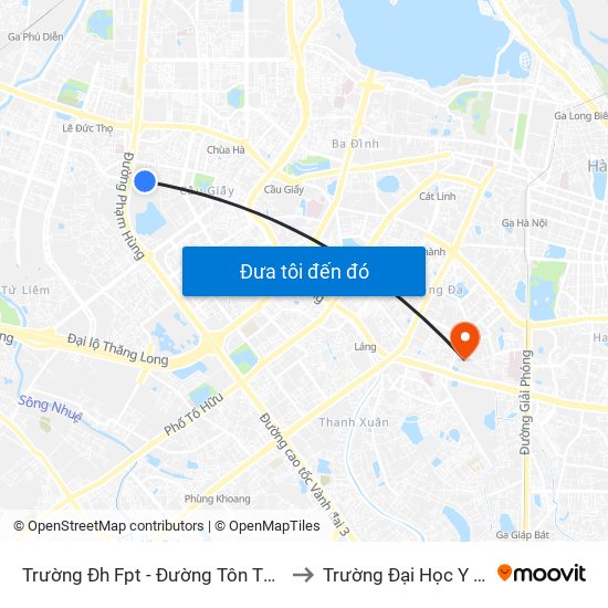 Trường Đh Fpt - Đường Tôn Thất Thuyết to Trường Đại Học Y Hà Nội map