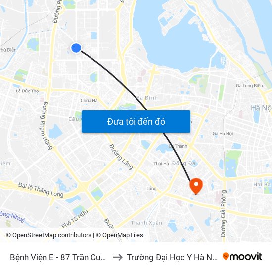Bệnh Viện E - 87 Trần Cung to Trường Đại Học Y Hà Nội map