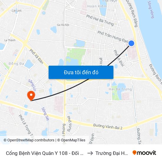Cổng Bệnh Viện Quân Y 108 - Đối Diện 2e Trần Hưng Đạo to Trường Đại Học Y Hà Nội map
