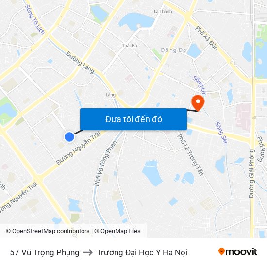 57 Vũ Trọng Phụng to Trường Đại Học Y Hà Nội map