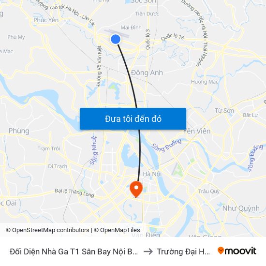 Đối Diện Nhà Ga T1 Sân Bay Nội Bài - Văn Phòng Nassco to Trường Đại Học Y Hà Nội map