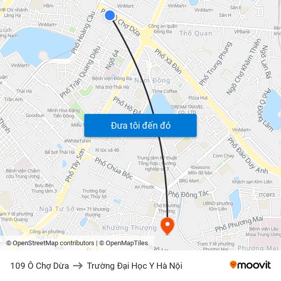 109 Ô Chợ Dừa to Trường Đại Học Y Hà Nội map