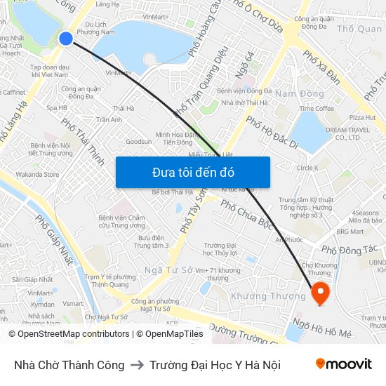 Nhà Chờ Thành Công to Trường Đại Học Y Hà Nội map