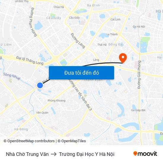 Nhà Chờ Trung Văn to Trường Đại Học Y Hà Nội map