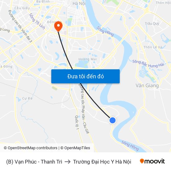 (B) Vạn Phúc - Thanh Trì to Trường Đại Học Y Hà Nội map