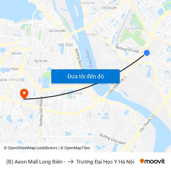 (B) Aeon Mall Long Biên - to Trường Đại Học Y Hà Nội map