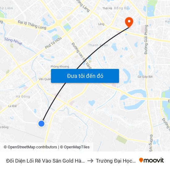 Đối Diện Lối Rẽ Vào Sân Gold Hà Đông - Văn Phú to Trường Đại Học Y Hà Nội map