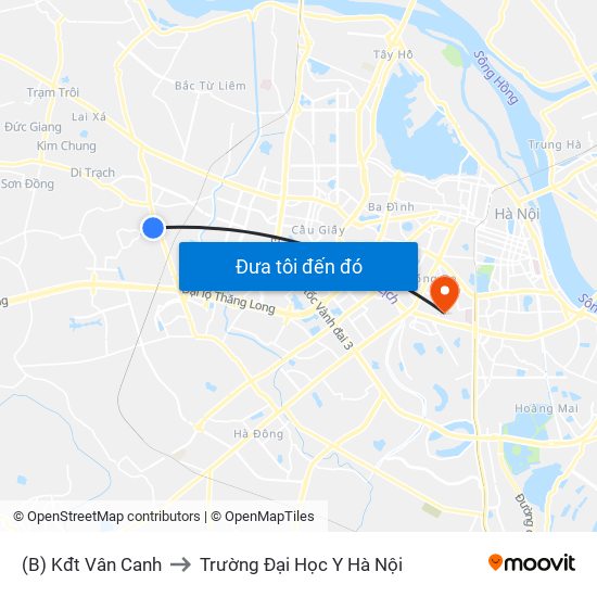 (B) Kđt Vân Canh to Trường Đại Học Y Hà Nội map