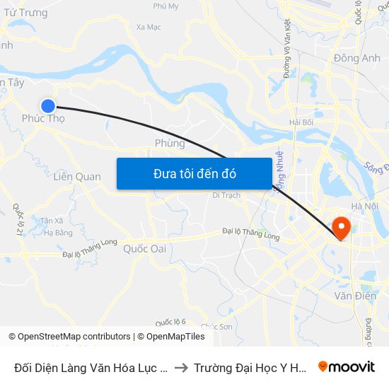 Đối Diện Làng Văn Hóa Lục Xuân to Trường Đại Học Y Hà Nội map