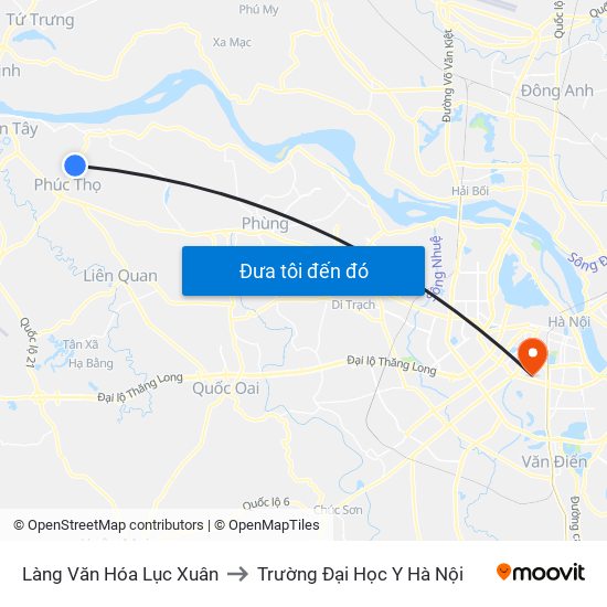 Làng Văn Hóa Lục Xuân to Trường Đại Học Y Hà Nội map