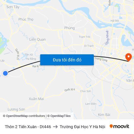 Thôn 2 Tiến Xuân - Dt446 to Trường Đại Học Y Hà Nội map