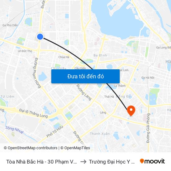 Tòa Nhà Bắc Hà - 30 Phạm Văn Đồng to Trường Đại Học Y Hà Nội map