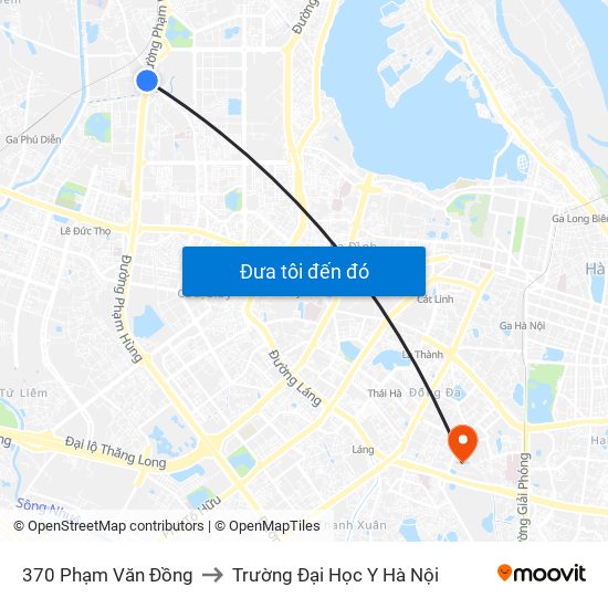 370 Phạm Văn Đồng to Trường Đại Học Y Hà Nội map