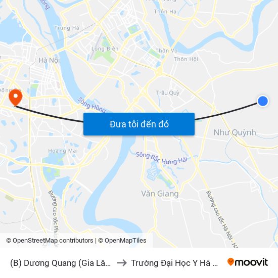 (B) Dương Quang (Gia Lâm) to Trường Đại Học Y Hà Nội map