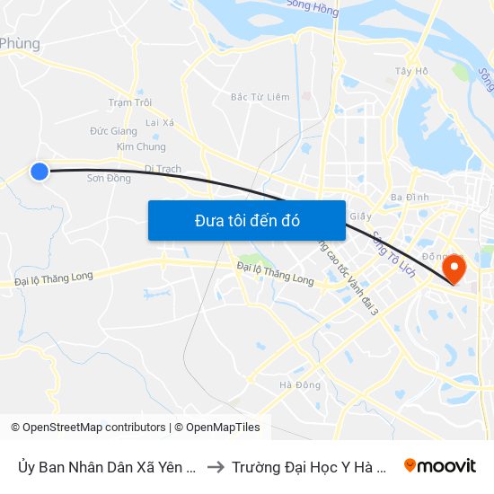 Ủy Ban Nhân Dân Xã Yên Sở to Trường Đại Học Y Hà Nội map